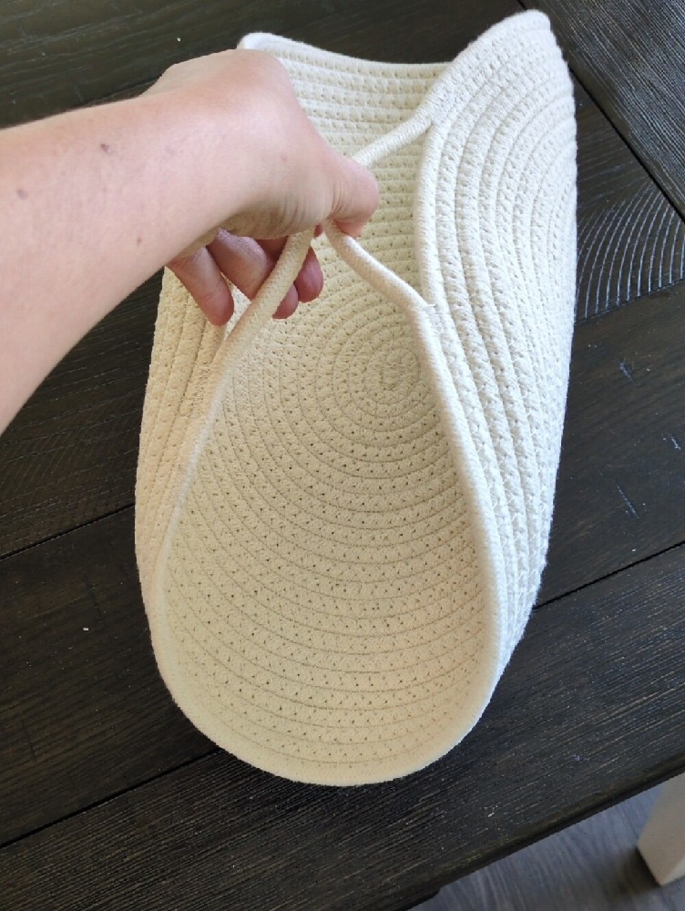 Handwoven Round Rope Tray - Cream - Picture 4 of 4